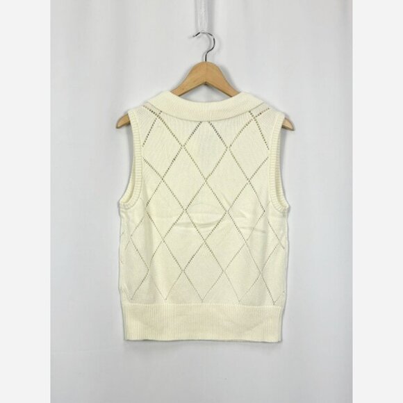 Preppy Cream Polo Sweater Vest Top - Picture 6 of 8